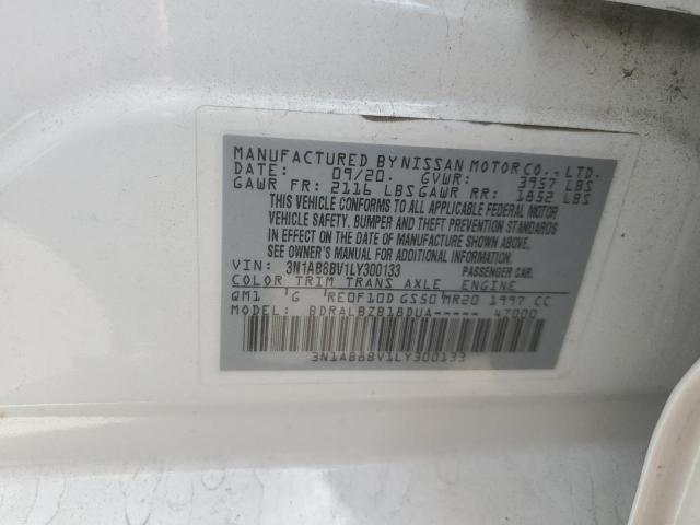 3N1AB8BV1LY300133 - 2020 NISSAN SENTRA S WHITE photo 12