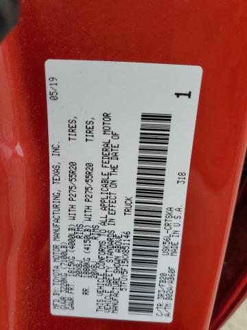 5TFUY5F15KX851146 - 2019 TOYOTA TUNDRA DOUBLE CAB SR/SR5 RED photo 12