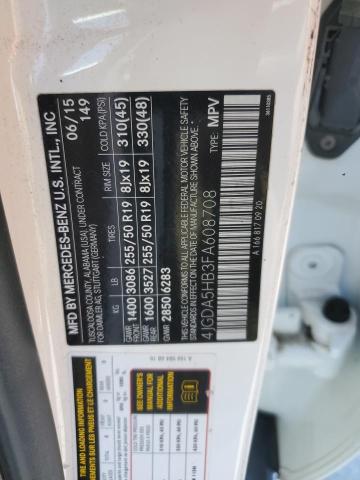 4JGDA5HB3FA608708 - 2015 MERCEDES-BENZ ML 350 4MATIC WHITE photo 13