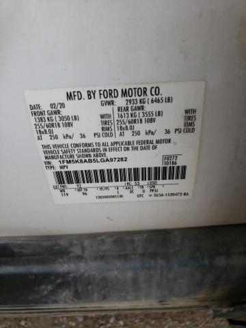 1FM5K8AB5LGA97282 - 2020 FORD EXPLORER POLICE INTERCEPTOR 白色 照片 13