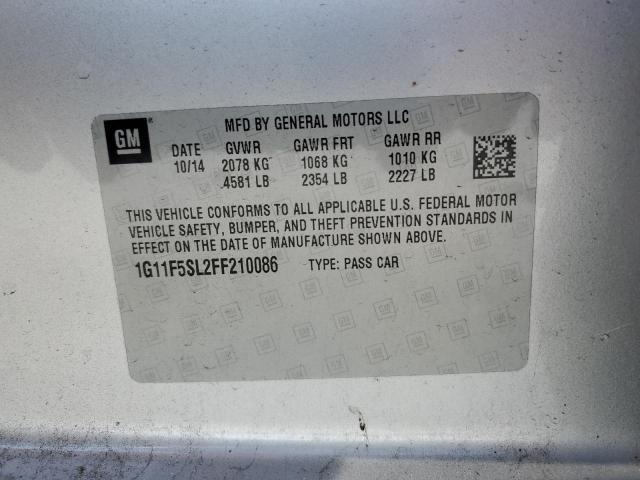 1G11F5SL2FF210086 - 2015 CHEVROLET MALIBU LTZ ვერცხლისფერი ფოტო 12