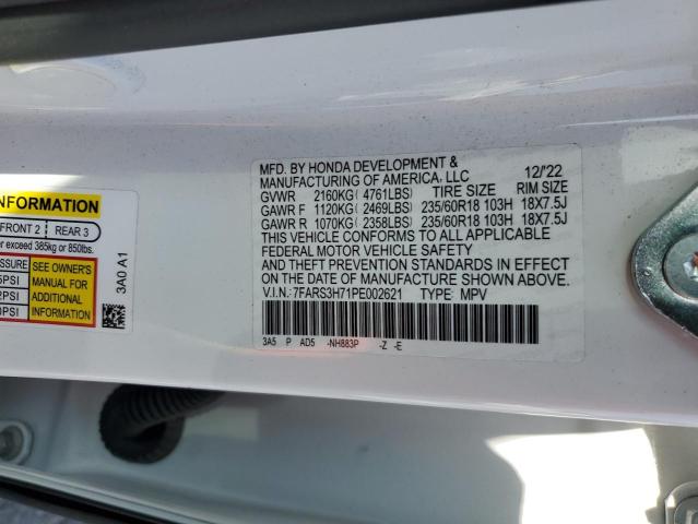 7FARS3H71PE002621 - 2023 HONDA CR-V EXL WHITE photo 12