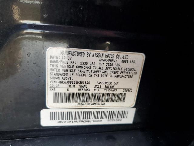 JNKAJ09E28M301646 - 2008 INFINITI EX35 BASE შავი ფოტო 13