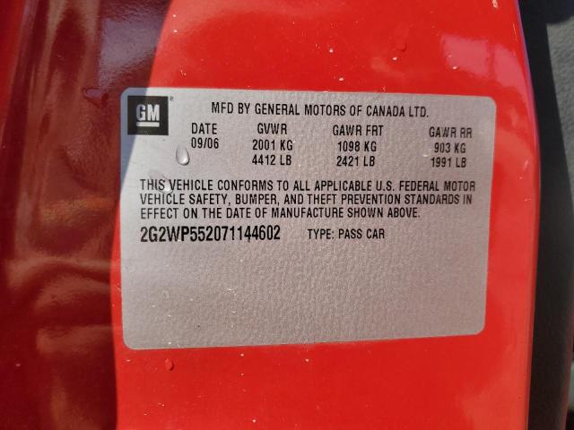 2G2WP552071144602 - 2007 PONTIAC GRAND PRIX 红色 照片 13