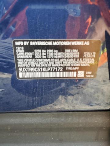 5UXTR9C51KLP77172 - 2019 BMW X3 XDRIVE30I BLUE photo 14