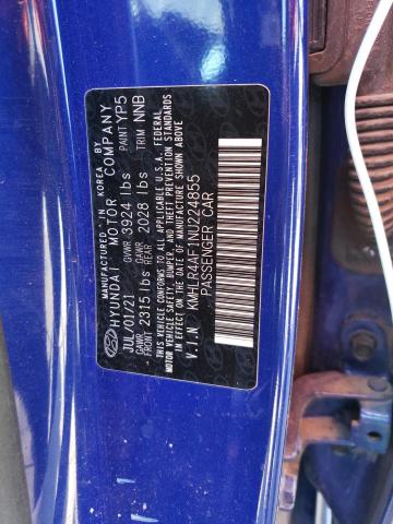 KMHLR4AF1NU224855 - 2022 HYUNDAI ELANTRA N LINE BLUE photo 12