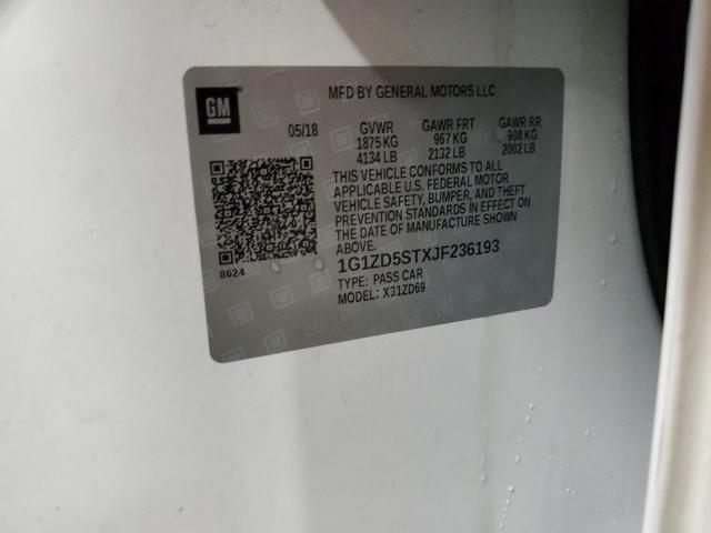 1G1ZD5STXJF236193 - 2018 CHEVROLET MALIBU LT 白色 照片 12