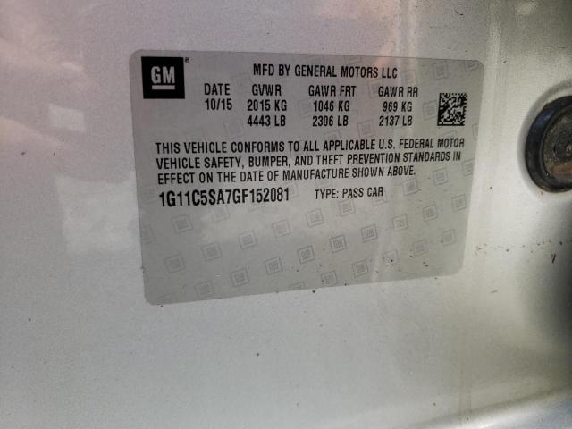 1G11C5SA7GF152081 - 2016 CHEVROLET MALIBU LIM LT 银色 照片 12