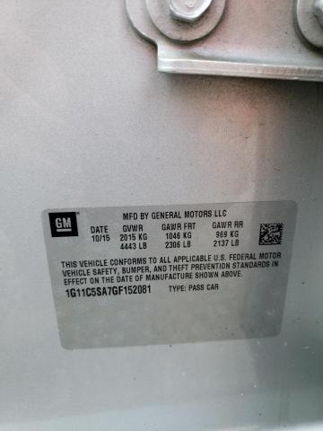 1G11C5SA7GF152081 - 2016 CHEVROLET MALIBU LIM LT 银色 照片 13