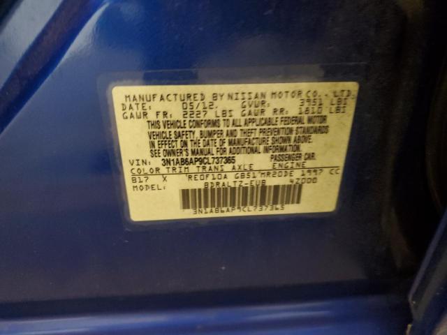 3N1AB6AP9CL737365 - 2012 NISSAN SENTRA 2.0 BLUE photo 12