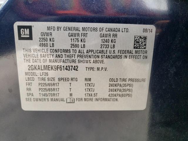 2GKALMEK9F6143742 - 2015 GMC TERRAIN SLE BLUE photo 13