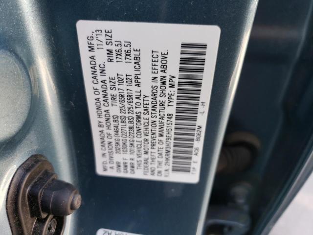 2HKRM3H79EH515748 - 2014 HONDA CR-V EXL BLUE photo 12