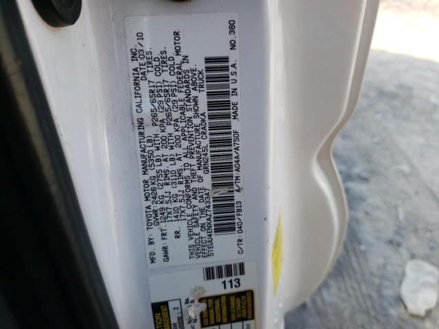 5TEUU4ENXAZ743347 - 2010 TOYOTA TACOMA ACCESS CAB თეთრი ფოტო 12