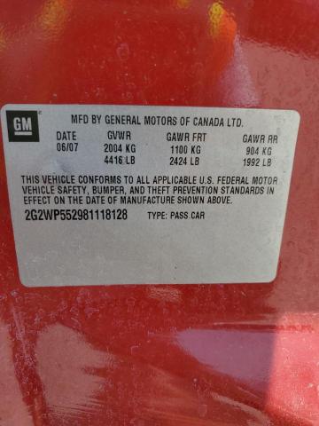 2G2WP552981118128 - 2008 PONTIAC GRAND PRIX 红色 照片 12