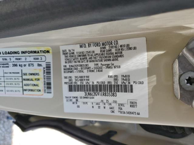 3LN6L2G91ER835383 - 2014 LINCOLN MKZ TAN photo 12