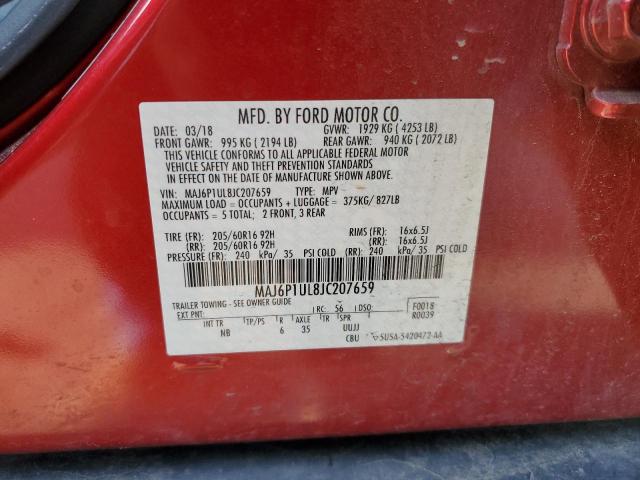 MAJ6P1UL8JC207659 - 2018 FORD ECOSPORT SE მუქწითელი ფოტო 13