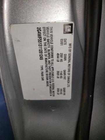 2G4WF551311281249 - 2001 BUICK REGAL GS Күміс фото 12