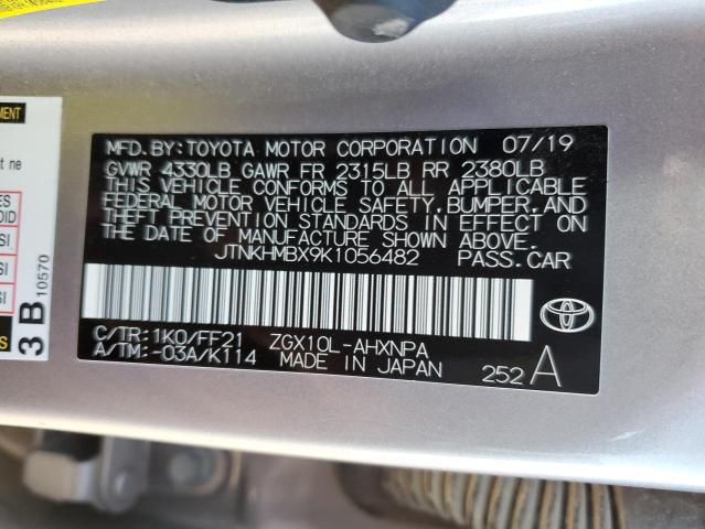 JTNKHMBX9K1056482 - 2019 TOYOTA C-HR XLE SILVER photo 12