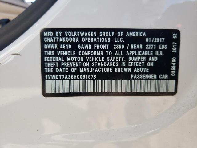 1VWDT7A36HC051973 - 2017 VOLKSWAGEN PASSAT R-LINE Ağ foto 12