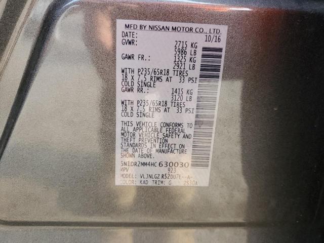 5N1DR2MM4HC630030 - 2017 NISSAN PATHFINDER S GRAY photo 13