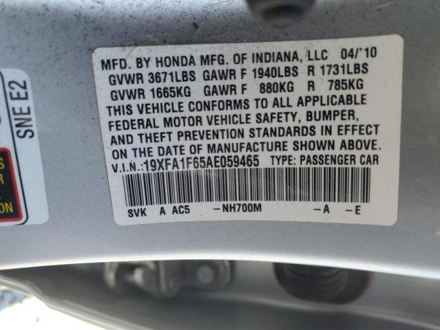 19XFA1F65AE059465 - 2010 HONDA CIVIC LX-S SILVER photo 12