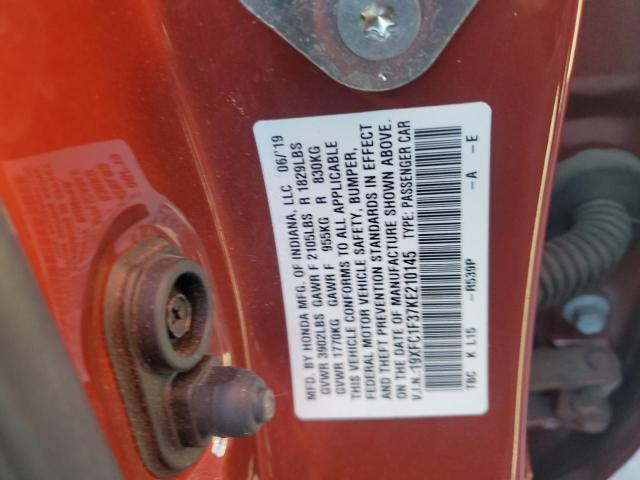 19XFC1F37KE210145 - 2019 HONDA CIVIC EX BURGUNDY photo 13