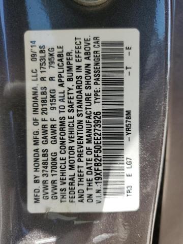 19XFB2F50EE273926 - 2014 HONDA CIVIC LX ყავისფერი ფოტო 12