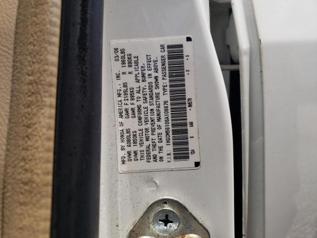 1HGCM56106A106676 - 2006 HONDA ACCORD VALUE WHITE photo 12