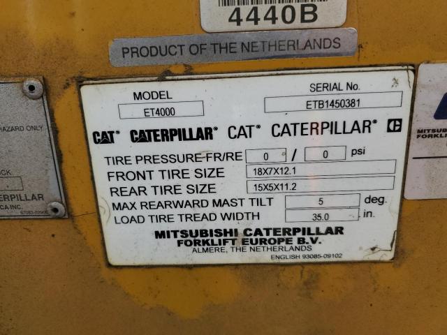 ETB1450381 - 2006 CATERPILLAR LIFT TRUCK YELLOW photo 10