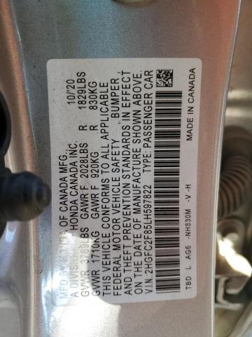 2HGFC2F85LH597822 - 2020 HONDA CIVIC SPORT 银色 照片 13