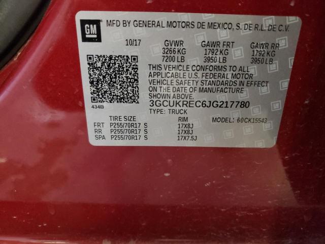 3GCUKREC6JG217780 - 2018 CHEVROLET 1500 K1500 LT RED photo 13