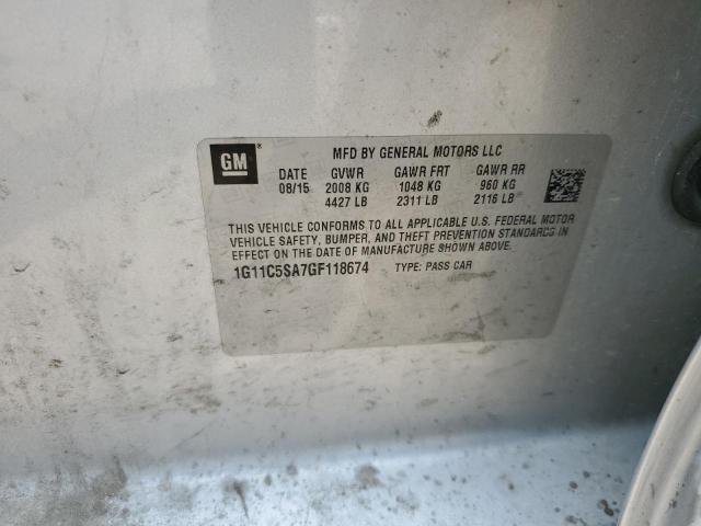 1G11C5SA7GF118674 - 2016 CHEVROLET MALIBU LIM LT 银色 照片 12