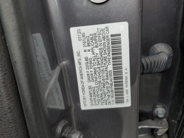 19UUB1F68LA015505 - 2020 ACURA TLX TECHNOLOGY 灰色 照片 12