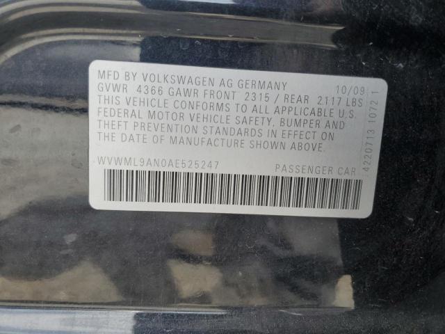 WVWML9AN0AE525247 - 2010 VOLKSWAGEN CC SPORT 黑色 照片 12