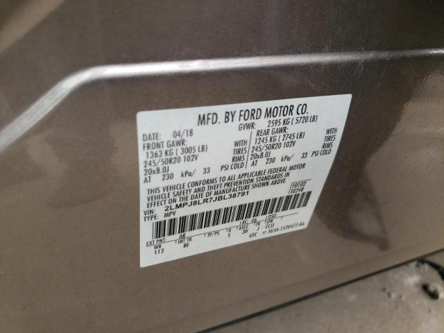 2LMPJ8LR7JBL38791 - 2018 LINCOLN MKX RESERVE Kahverengi fotoğraf 12