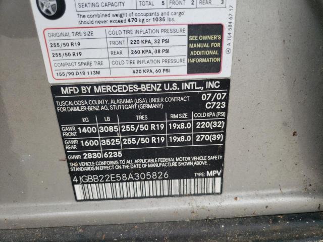 4JGBB22E58A305826 - 2008 MERCEDES-BENZ ML 320 CDI GRAY photo 13