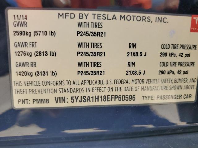 5YJSA1H18EFP60596 - 2014 TESLA MODEL S 蓝色 照片 13