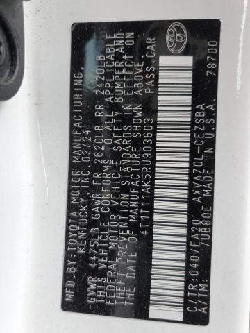 4T1T11AK5RU903603 - 2024 TOYOTA CAMRY SE NIGHT SHADE WHITE photo 13