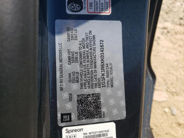 1G1FK1R6XK0141672 - 2019 CHEVROLET CAMARO ZL1 GRAY photo 10