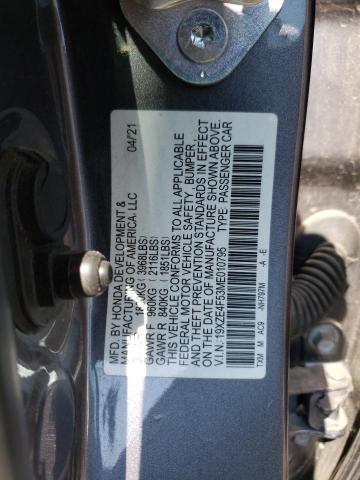 19XZE4F53ME010795 - 2021 HONDA INSIGHT EX GRAY photo 12