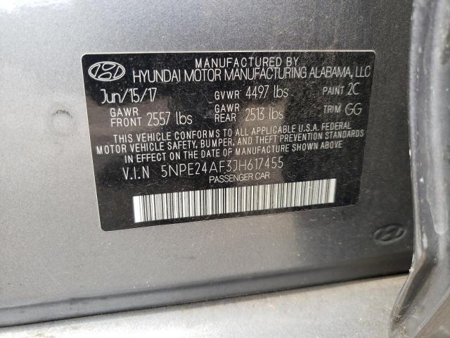 5NPE24AF3JH617455 - 2018 HYUNDAI SONATA SE GRAY photo 12