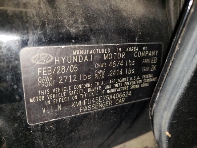 KMHFU45E75A406624 - 2005 HYUNDAI XG 350 BLACK photo 12