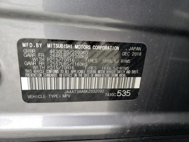 JA4AT3AA6KZ032092 - 2019 MITSUBISHI ECLIPSE CR ES SILVER photo 13