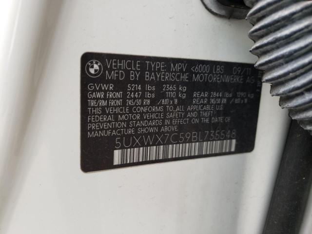 5UXWX7C59BL735548 - 2011 BMW X3 XDRIVE35I WHITE photo 12