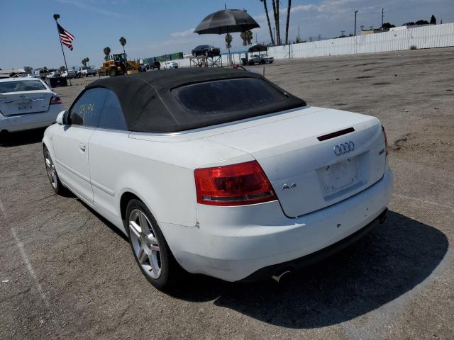 WAUAF48H67K021838 - 2007 AUDI A4 2.0T CABRIOLET WHITE photo 3