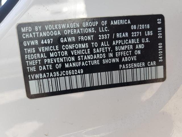 1VWBA7A35JC050249 - 2018 VOLKSWAGEN PASSAT SE Ağ foto 13