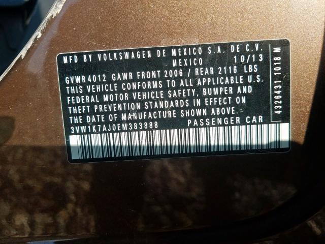 3VW1K7AJ0EM383888 - 2014 VOLKSWAGEN JETTA BASE  照片 10