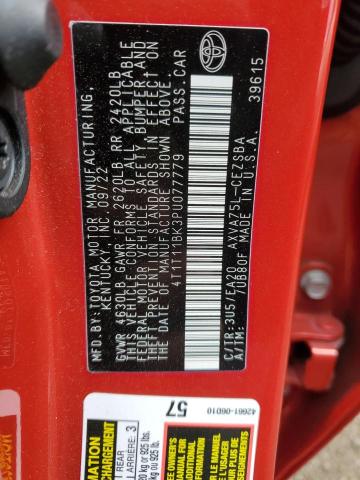 4T1T11BK3PU077779 - 2023 TOYOTA CAMRY SE NIGHT SHADE RED photo 12