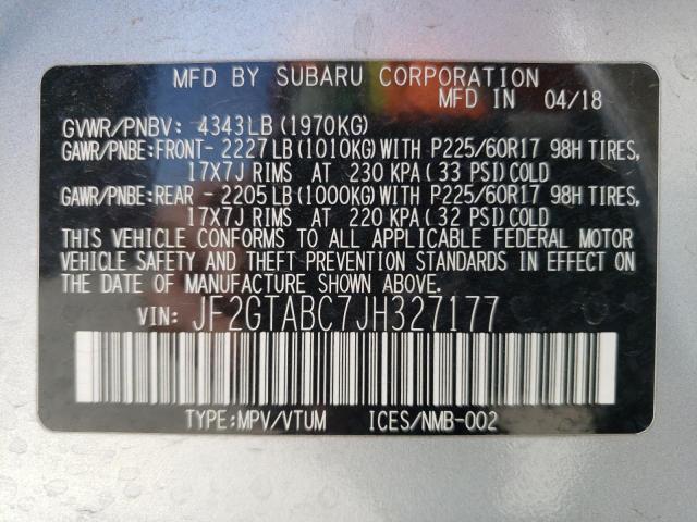 JF2GTABC7JH327177 - 2018 SUBARU CROSSTREK PREMIUM SILVER photo 13