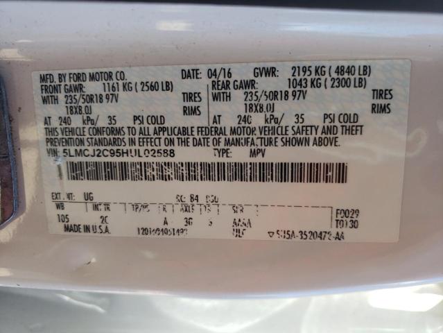 5LMCJ2C95HUL02588 - 2017 LINCOLN MKC SELECT 白色 照片 12